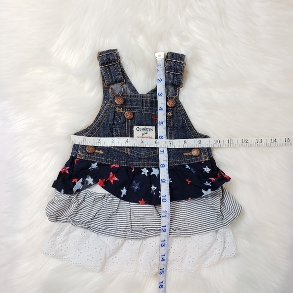 OshKosh Overalls Denim Dress Star Girls Vestbak 9M - Picture 5 of 8